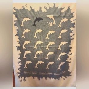 1980's Guess Jeans Home Collection Beach/Bath Sheet, Dolphins, 35"x 57, Mint